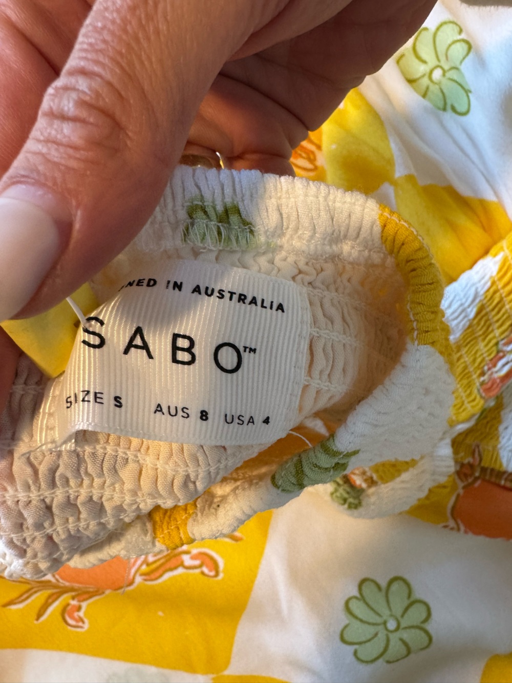 Sabo Skirt Yellow & White Nautical Shells One Strap Linen Dress - Picture 4 of 4